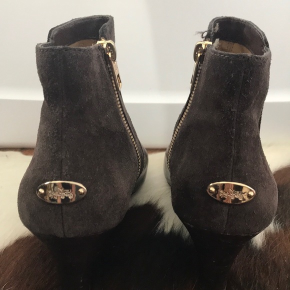 Coach Mystic Wedge Bootie Brown Leather Suede Zip - Picture 5 of 8